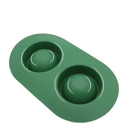 gamelle double anti-dérapant pour chiot de couleur vert en caoutchouc. La gamelle chiot est double pour chiot vert. Image produit Boutiquechien
