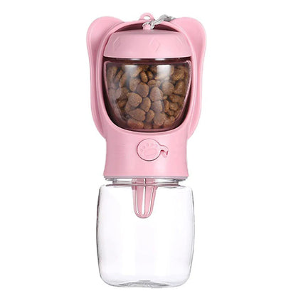 gourde pour chien 3en1 de couleur rose parfait pour les promenades avec son chien. Image produit Boutiquechien