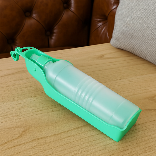 grande gourde pour chien de couleur vert. Le produit est mis en valeur avec en fond un canapé brun. Image produit Boutiquechien