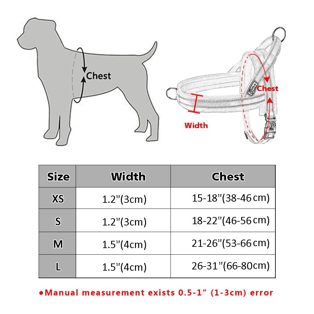 Harnais anti traction chien education dimensions