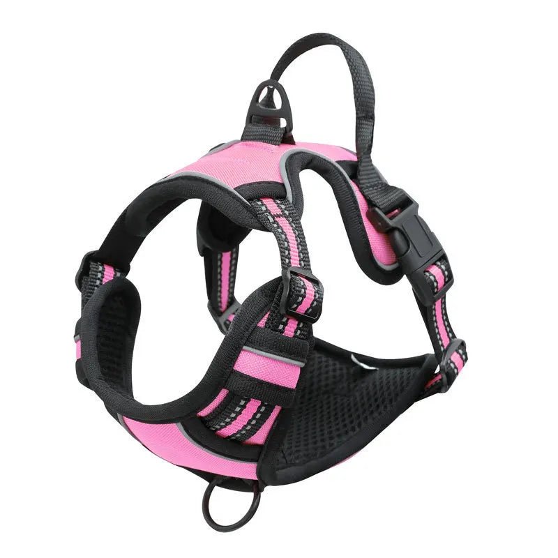 Harnais pour chien anti traction rose avec poignée