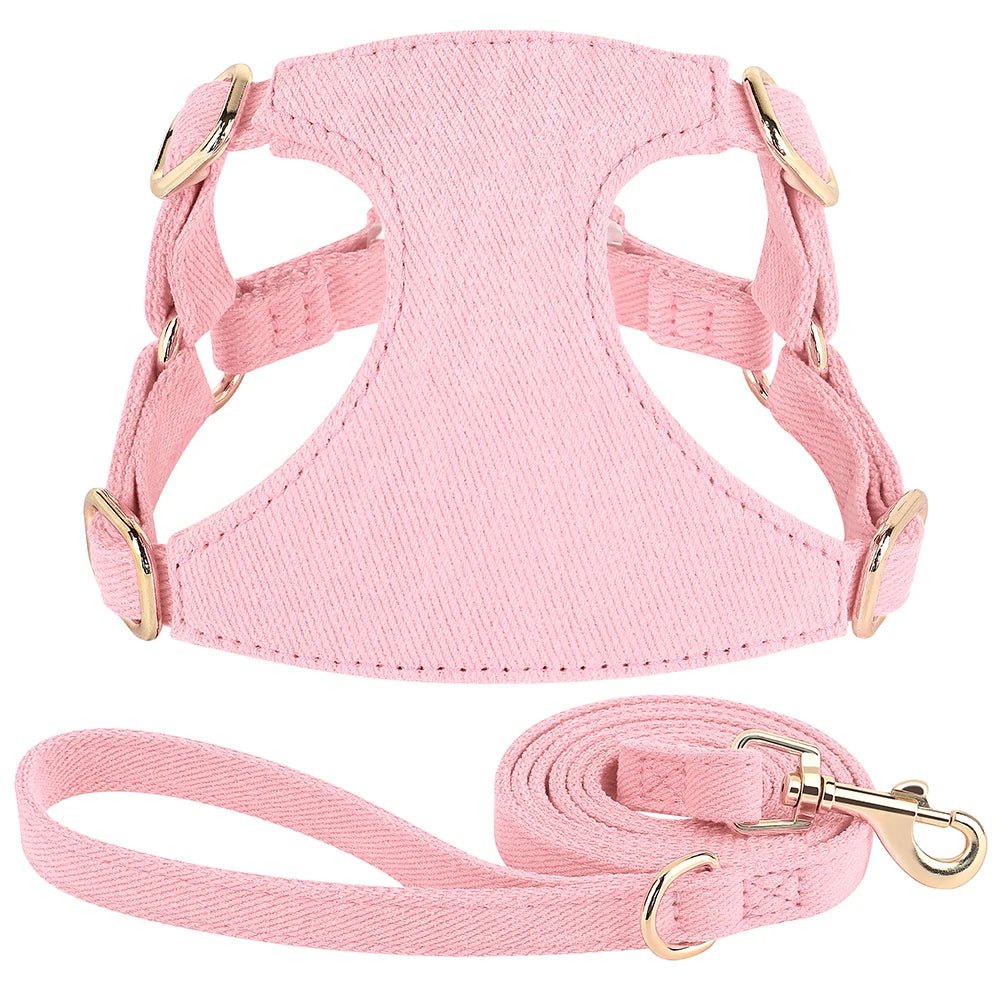 Harnais petit chien de couleur rose claire  durable et résistant avec laisse pour chien durable et résistant pour chien. Image produit Boutiquechien 
