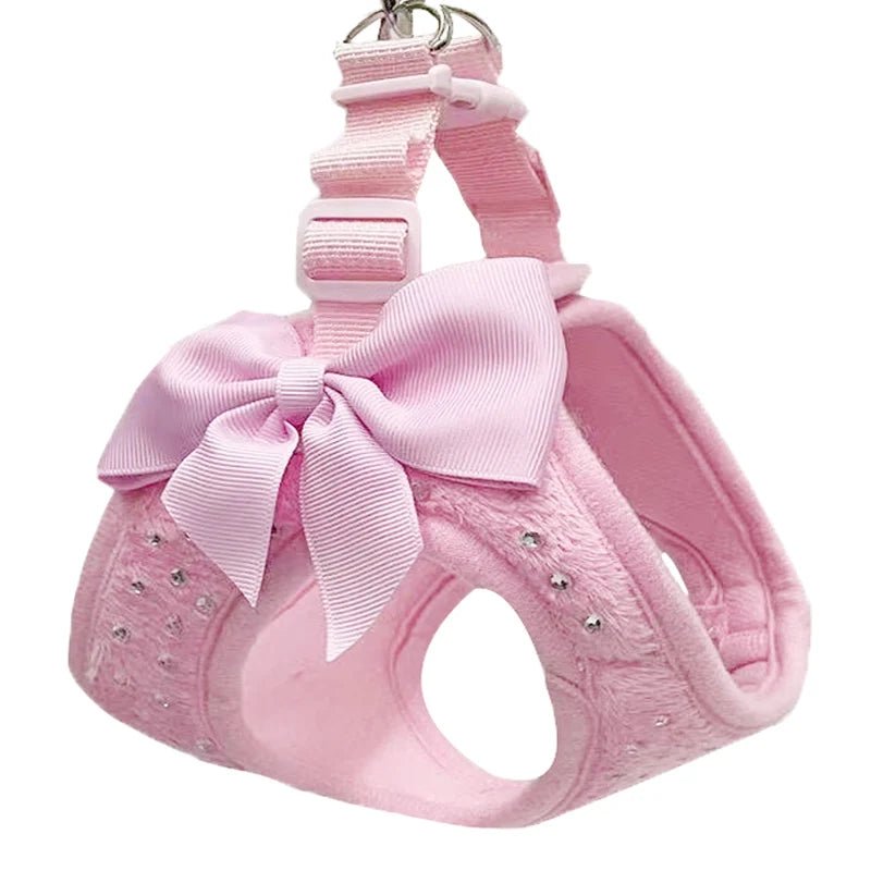 harnais rose à payette pour petit chien en tissu 