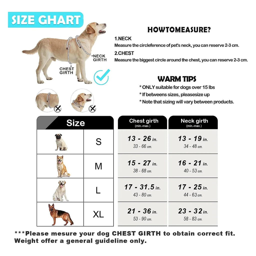 dimension total du harnais bouclier pour chien de boutiquechien
