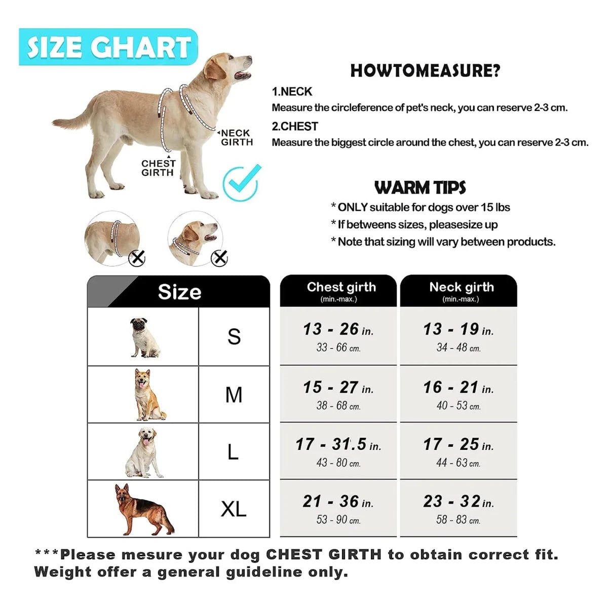 dimension total du harnais bouclier pour chien de boutiquechien