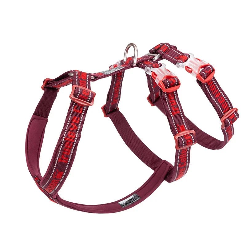 Harnais chien en t noir et rouge 