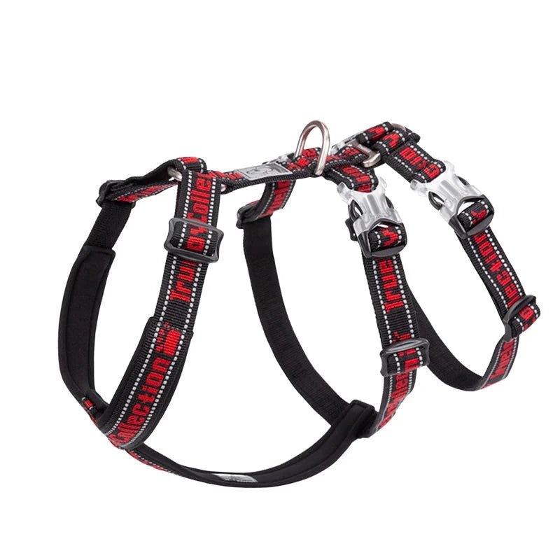 Harnais chien en t noir et rouge 