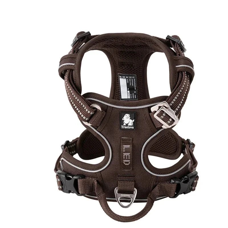 Harnais confort gros chien de couleur marron fonce 