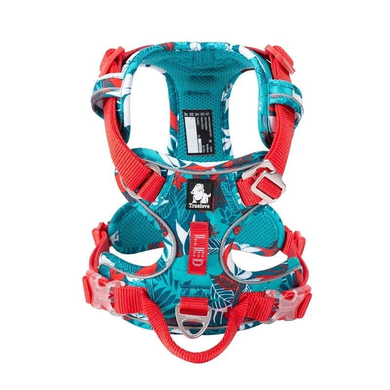Harnais confort gros chien colore pour chien de couleur bleu et rouge 