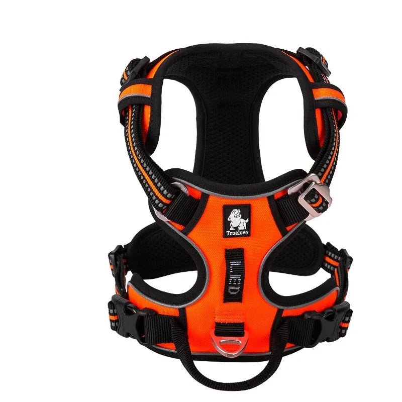 Harnais confort gros chien de couleur orange et noir 