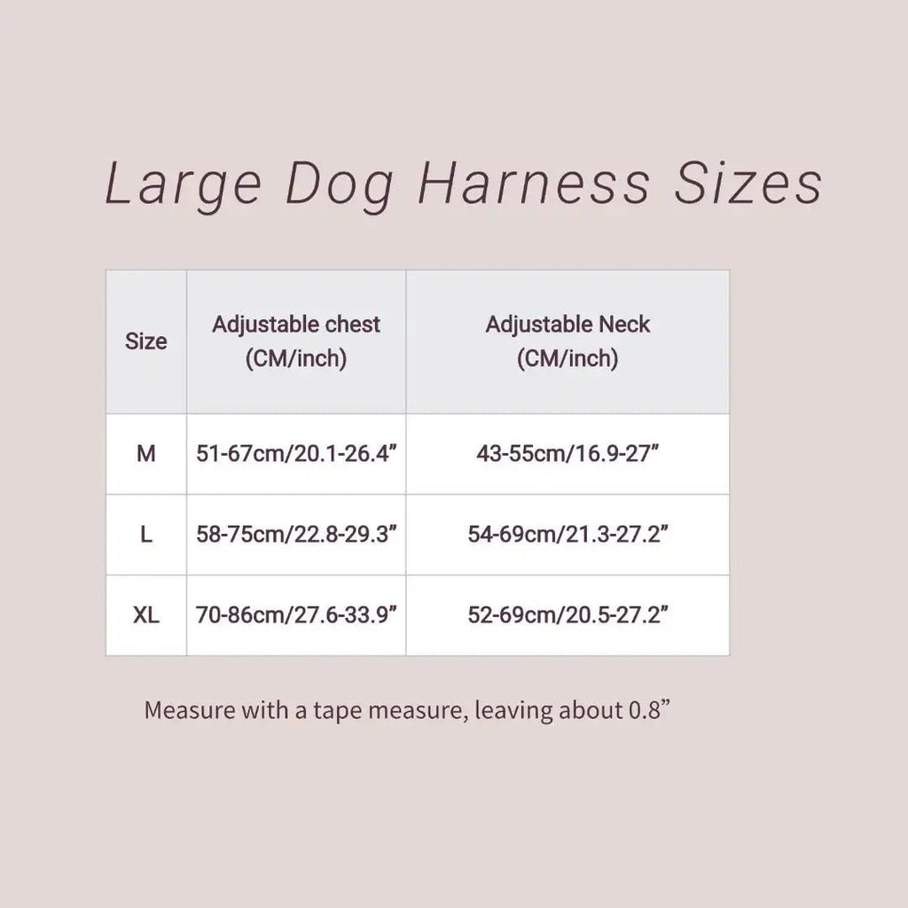 Dimension total du harnais pour chien cuir avec toutes les dimensions. Image produit Boutiquechien