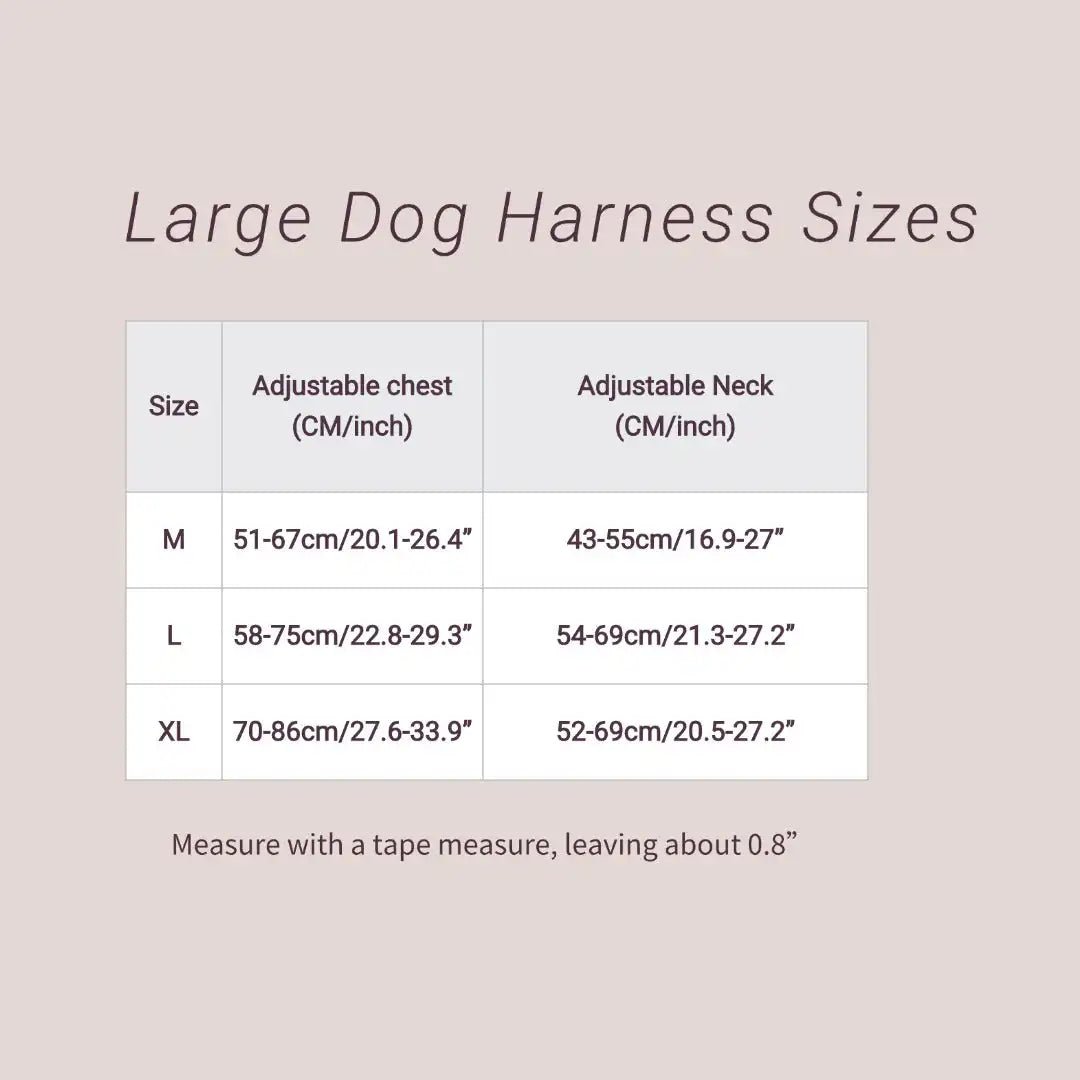 Dimension total du harnais pour chien cuir avec toutes les dimensions. Image produit Boutiquechien