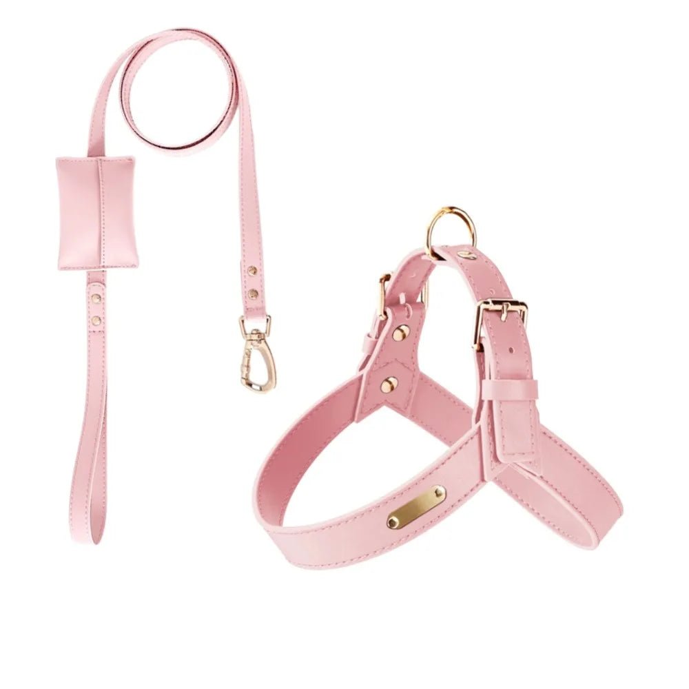 Harnais pour chien de style cuir de couleur rose de boutiquechien 