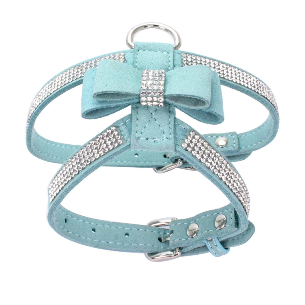 Harnais pour petits chien de couleur bleu avec des paillette de boutiquechien