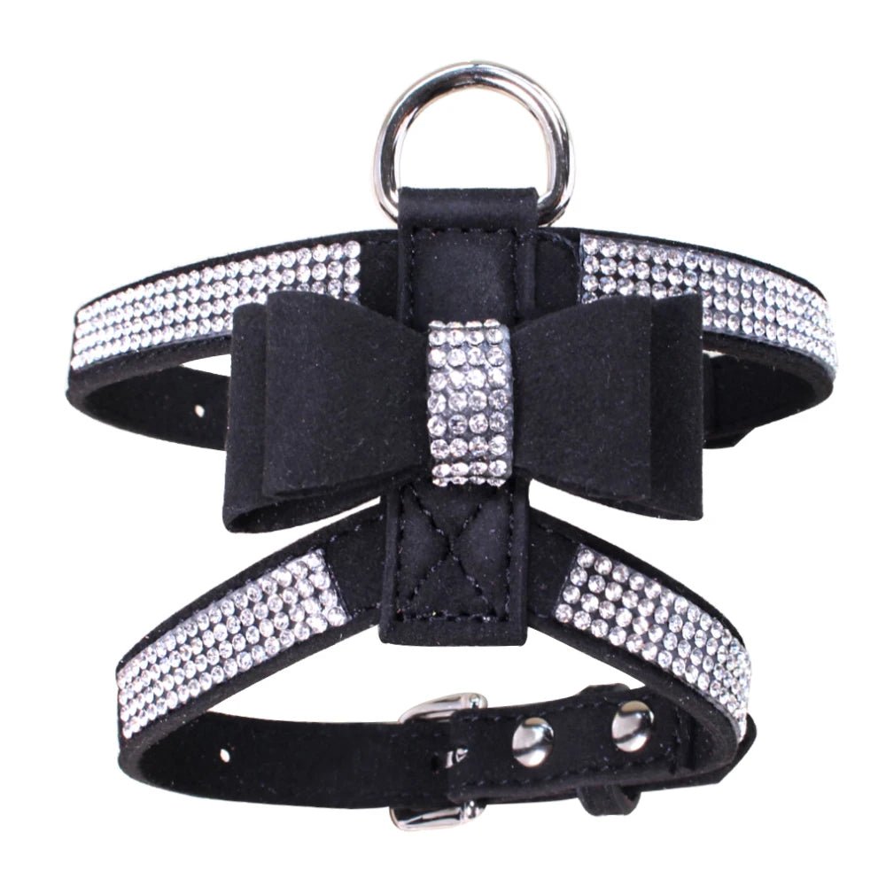 Harnais pour petits chien de couleur noir avec des paillette de boutiquechien