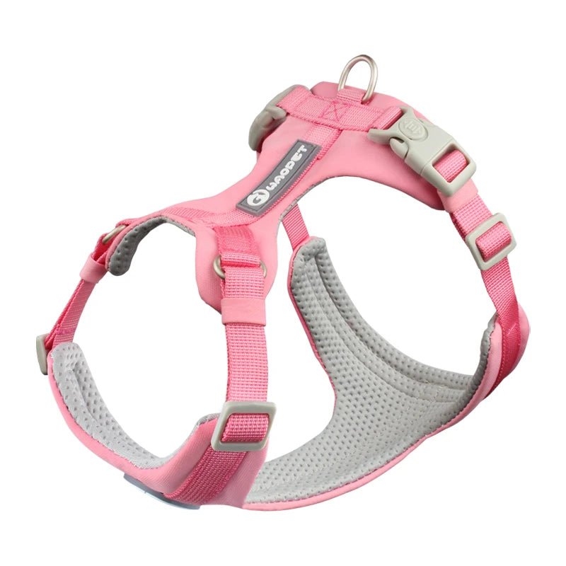 Harnais en y pour bouledogue français rose 