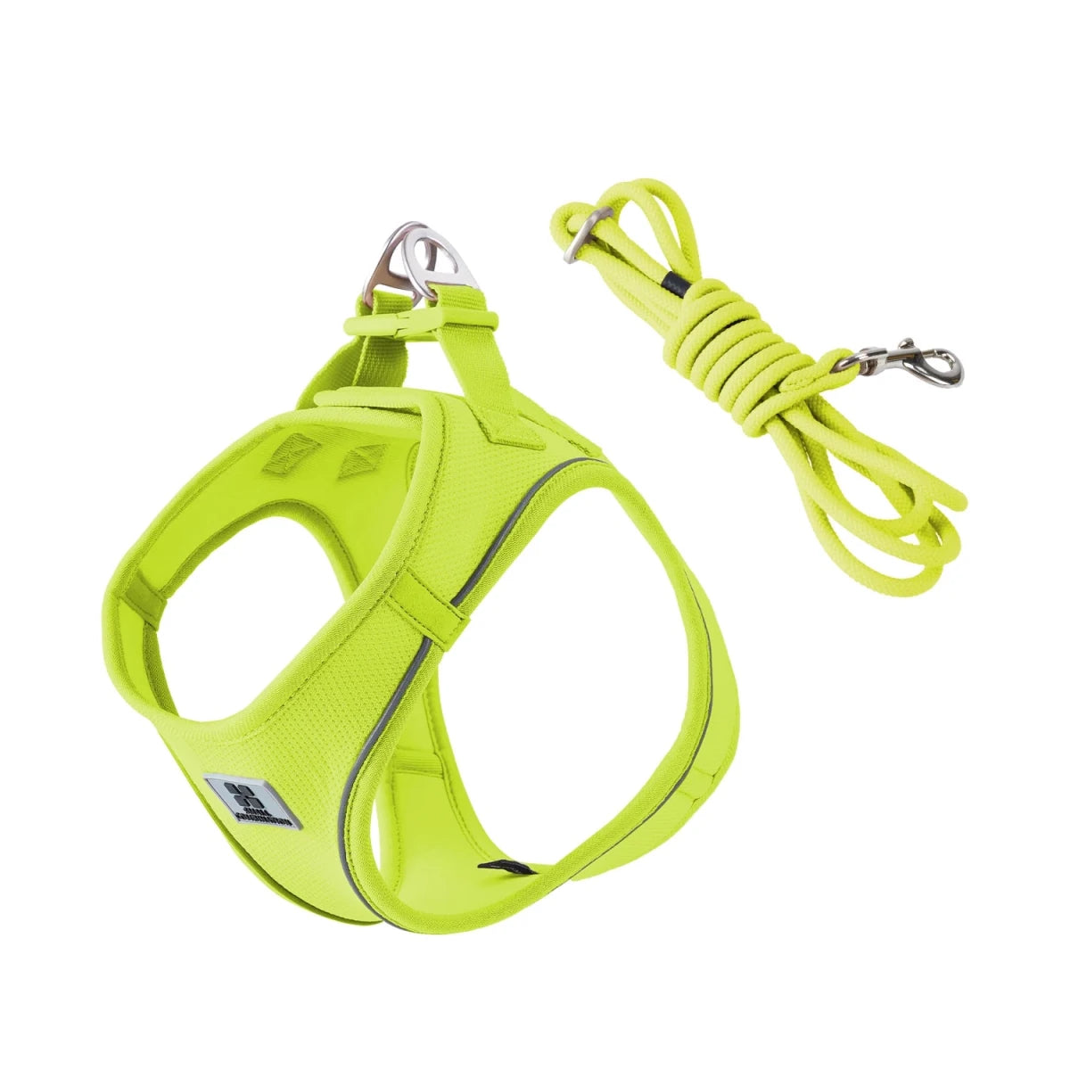harnais et laisse jaune fluo pour chiot de boutiquechien