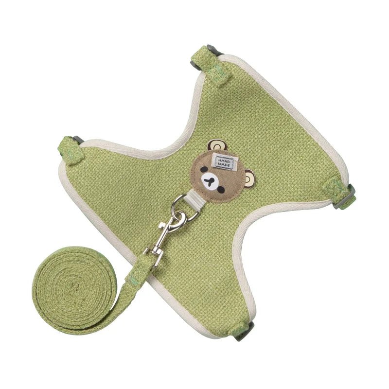 harnais panda chien vert résistant et élégant fait en nylon pour chien 