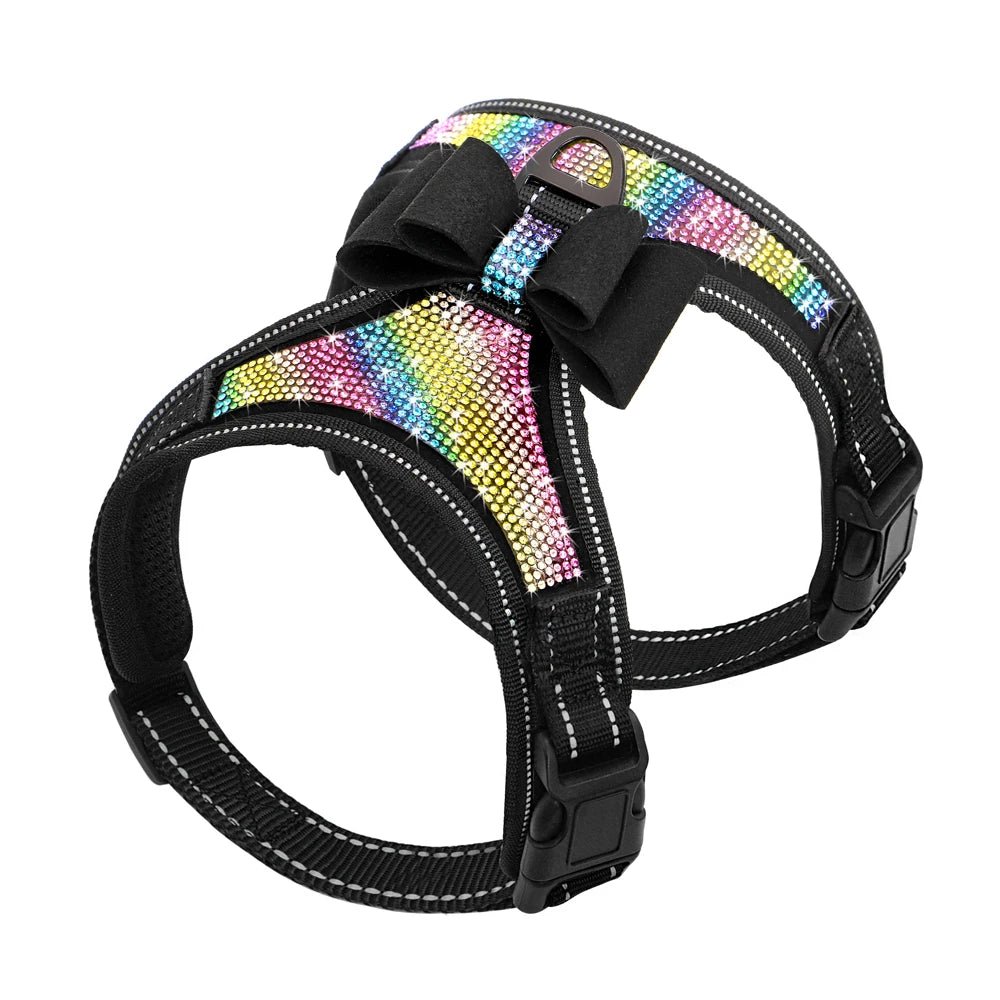 harnais multi Color noir avec noeud noir pour petit chien résistant 