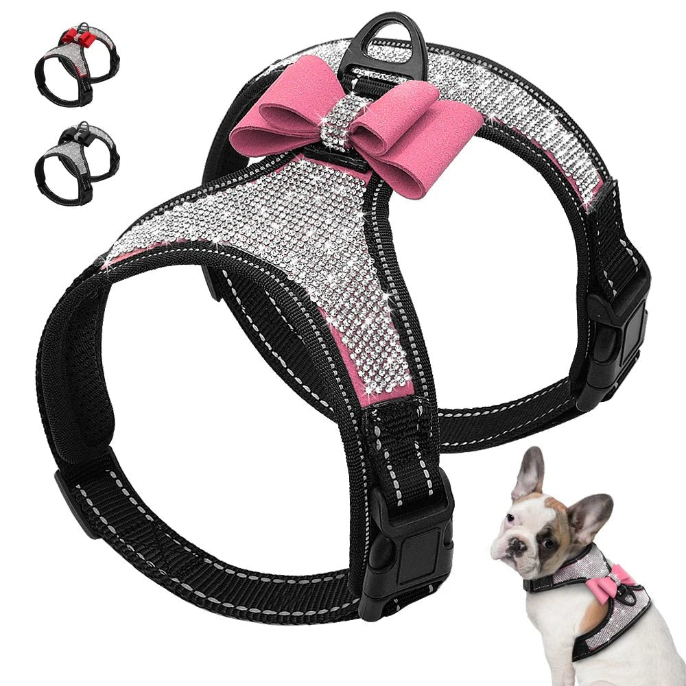 harnais à paillette pour chien de petit tailles 