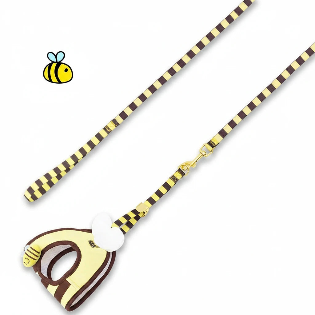 Harnais et laisse abeille en nylon pour petit chien 