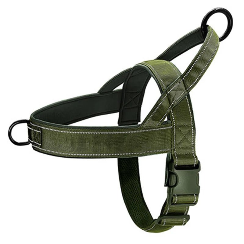 Harnais poitrail pour gros chien vert fonce