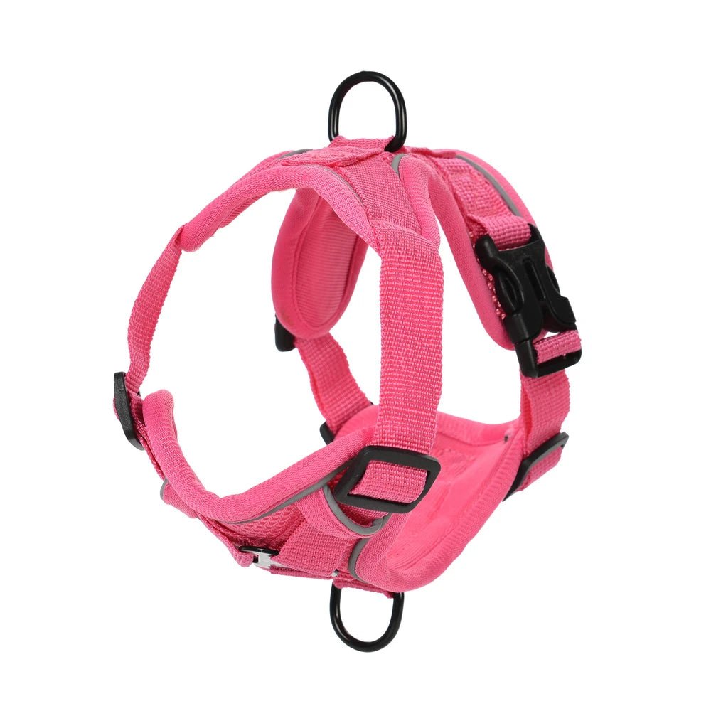 harnais chihuahua rose et noir double attache de boutiquechien. Image produit Boutiquechien
