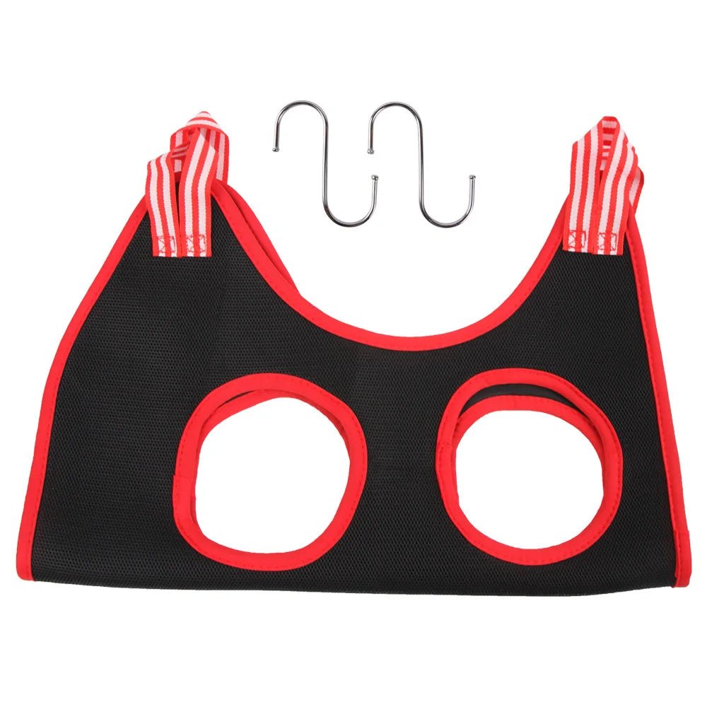 Harnais pour laver gros chien noir et rouge