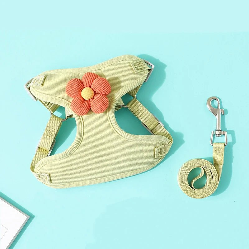 Harnais pour chien sensible de petite taille vert à fleur de boutiquechien