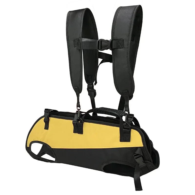 Harnais pour transporter un chien jaune