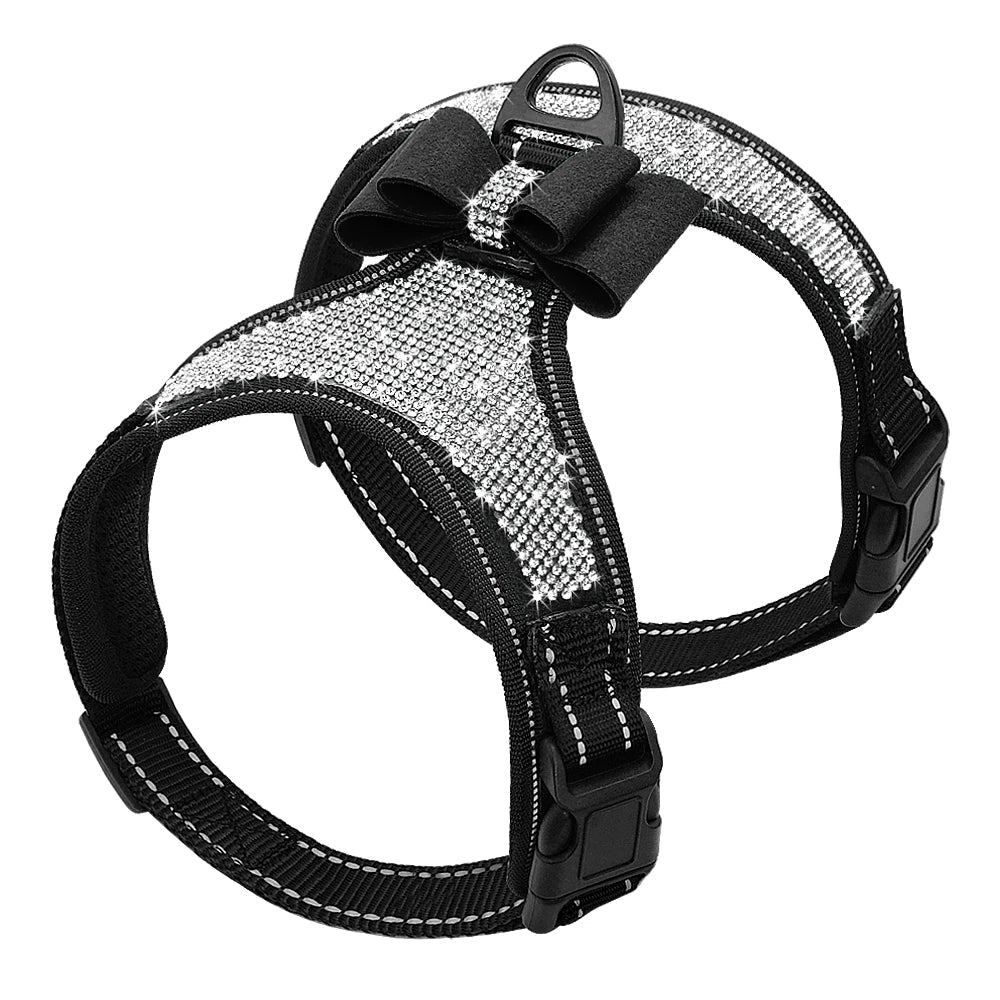 Harnais strass pour petit chien noir