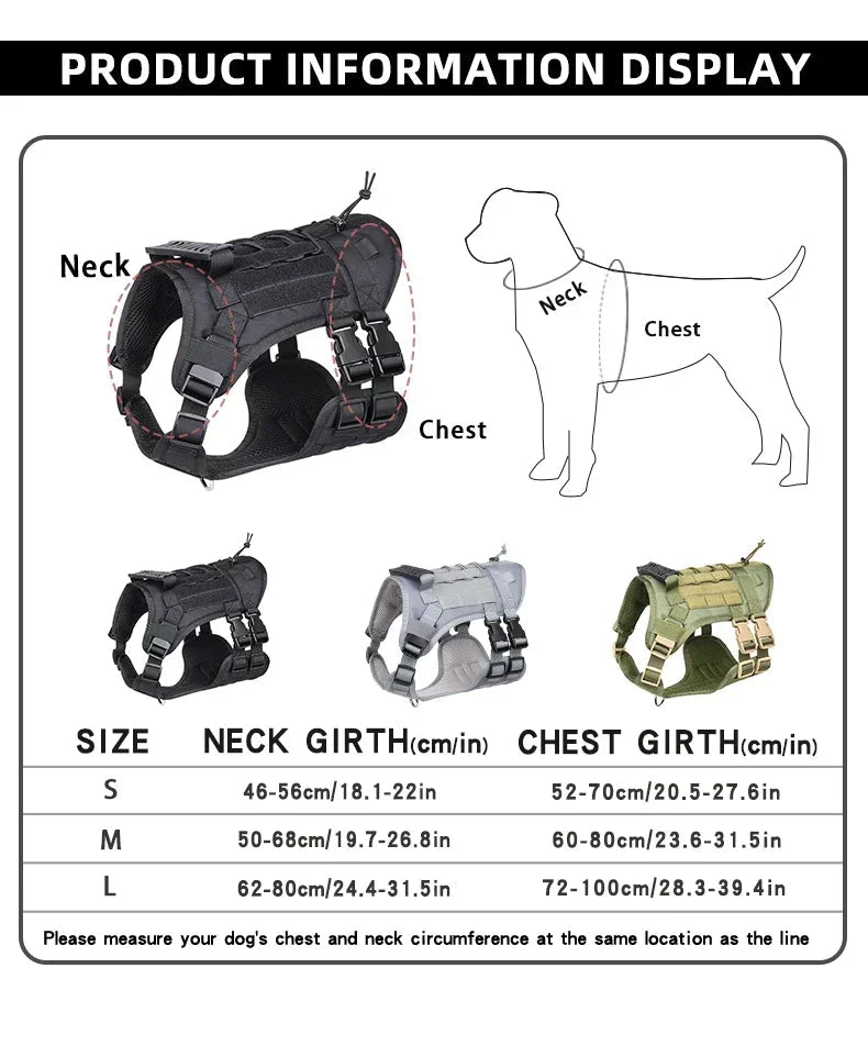 Harnais tactique militaire chien dimensions 