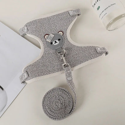 Harnais chien de couleur gris avec ourson de couleur gris. Image produit Boutiquechien