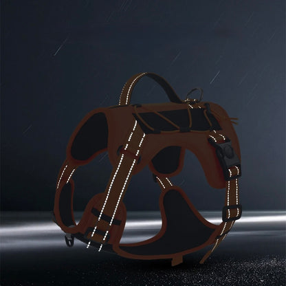Harnais chien orange et durable. Le harnais chien est réfléchissant, parfait pour voir la nuit. Image produit Boutiquechien