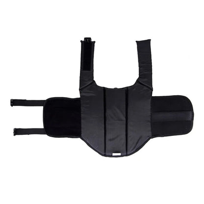 Gilet de sauvetage pour chien en vue du dessous de couleur noir. Image produit Boutiquechien