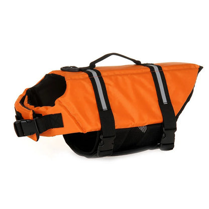 harnais de sauvetage pour chien orange. Sur un harnais il y a une poignée de couleur noir avec des sangles noir. Image produit Boutiquechien