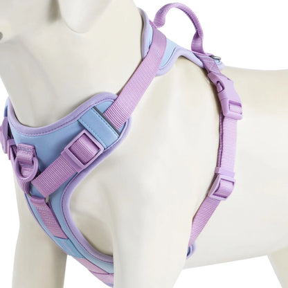 Harnais pour chien de couleur rose et bleu claire durable et résistant pour les grands chiens. Image produit Boutiquechien