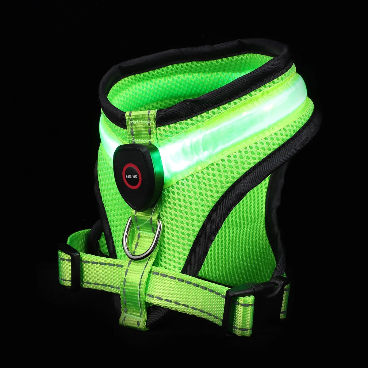 Harnais pour lumineux de couleur vert pour les chiens Image