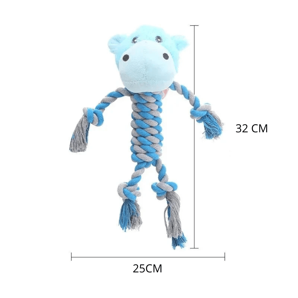 dimension de l'hippopotame en peluche pour chien de tailles 32cm. L'hippopotame est parfait pour tous les chiens. Image produit Boutiquechien