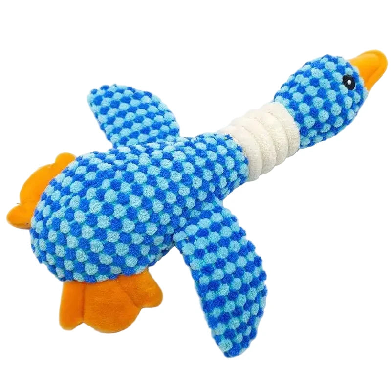 Jouet pour chiot berger allemand en forme de canard bleu