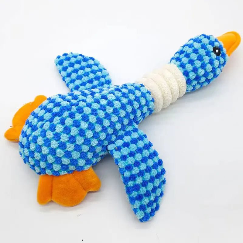 Jouet pour chiot berger allemand en forme de canard bleu