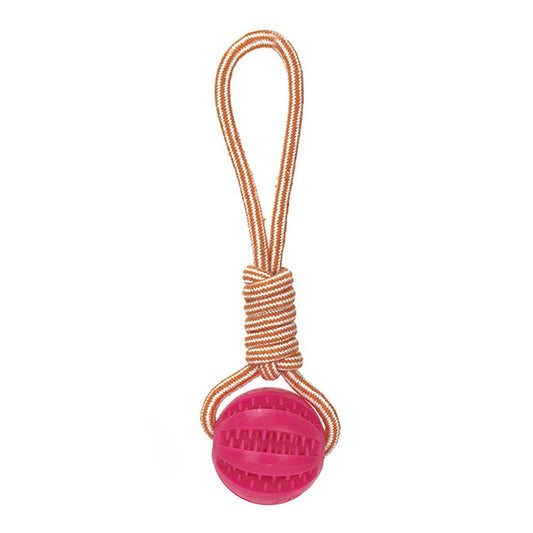 jouet chien de couleur rose à corde. Image produit Boutiquechien