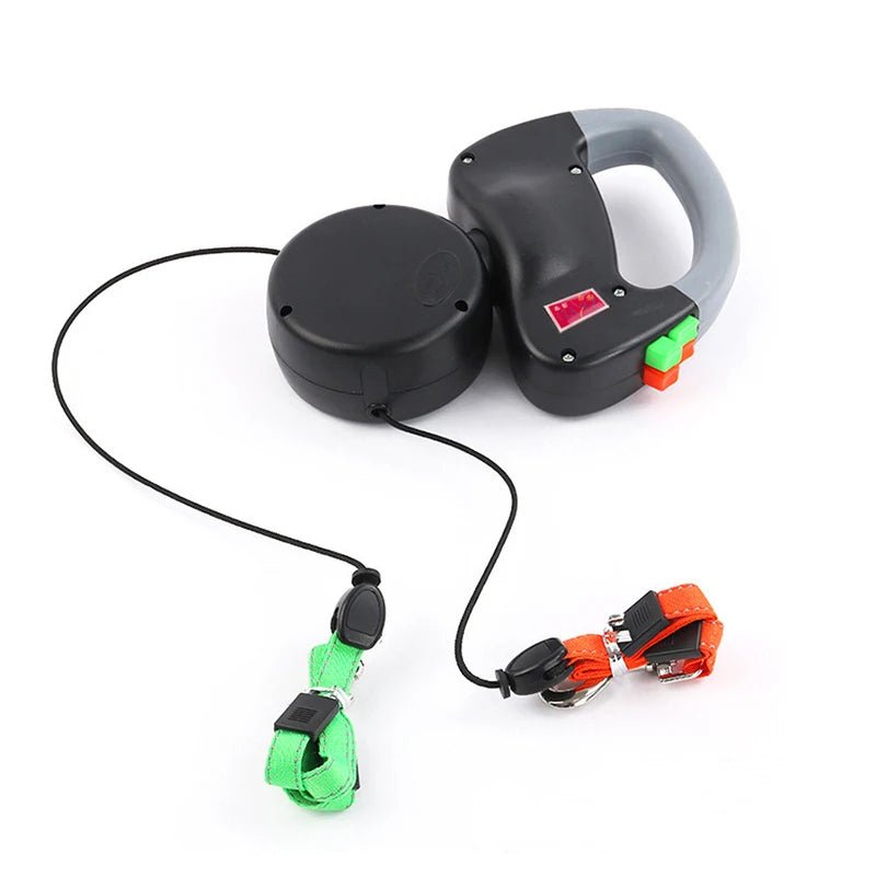 Laisse automatique double pour chien enrouleur. La laisse est parfaite pour les promenades. Image produit Boutiquechien
