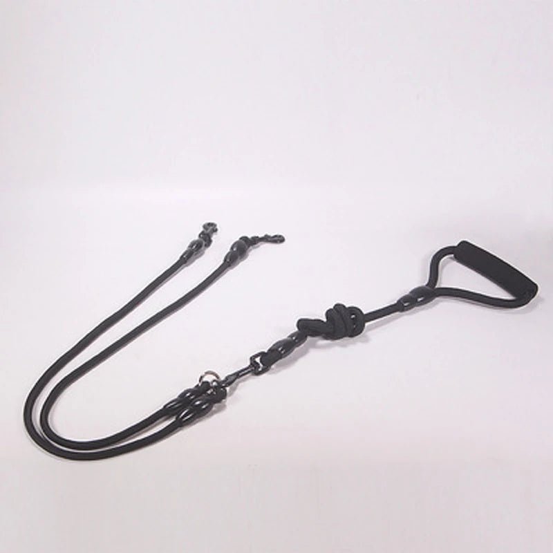 laisse double pour chien de couleur noir en nylon résistant et durable. Laisse double parfaite pour deux chiens. Image produit Boutiquechien