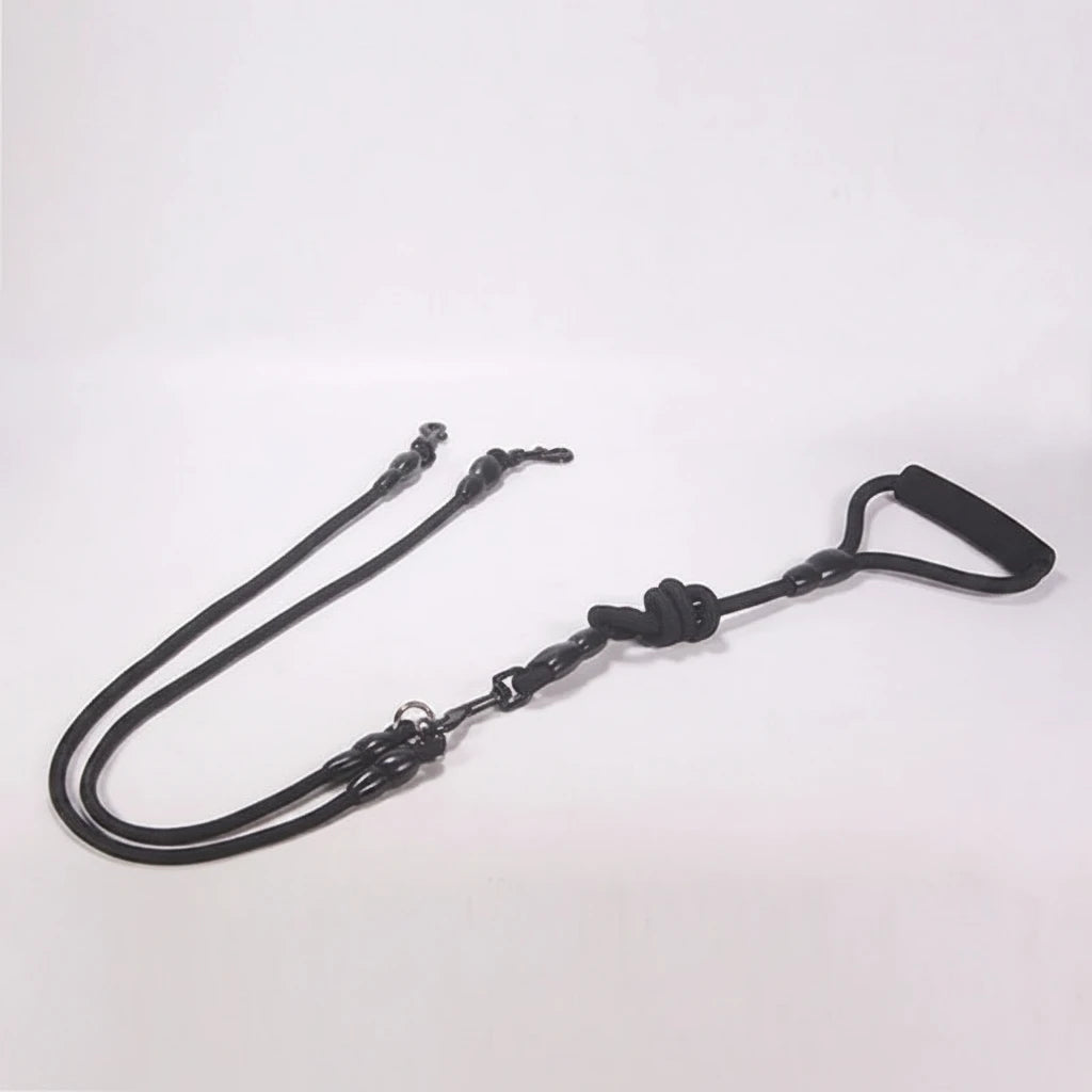 laisse double pour chien de couleur noir en nylon résistant et durable. Laisse double parfaite pour deux chiens. Image produit Boutiquechien