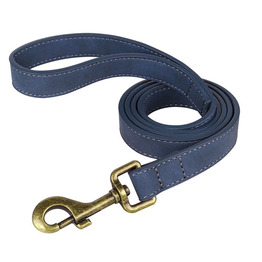 Laisse pour chien cuir bleu
