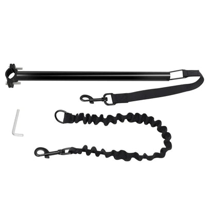 laisse chien vélo de couleur noir avec extension en élastique. Image produit Boutiquechien