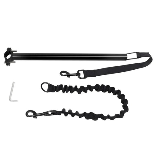 laisse chien vélo de couleur noir avec extension en élastique. Image produit Boutiquechien