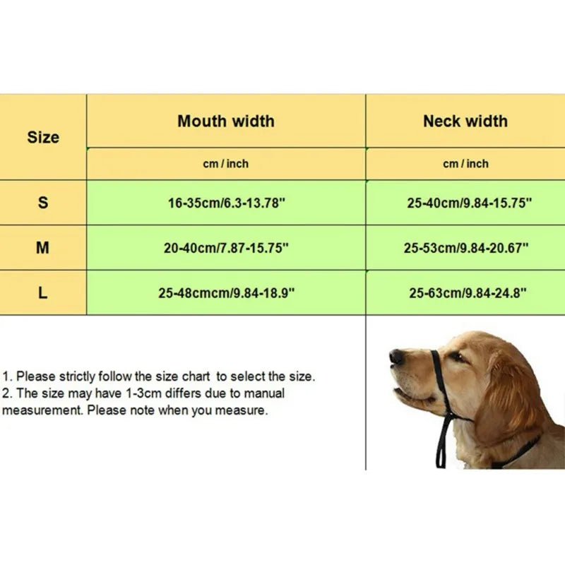 dimension du licol pour grand chien  de S à L 