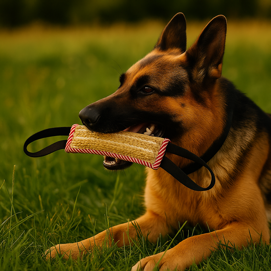 Malinois s'entrainent à la morsure avec un bâton apprivoisé résistant. Image produit Boutiquechien Image